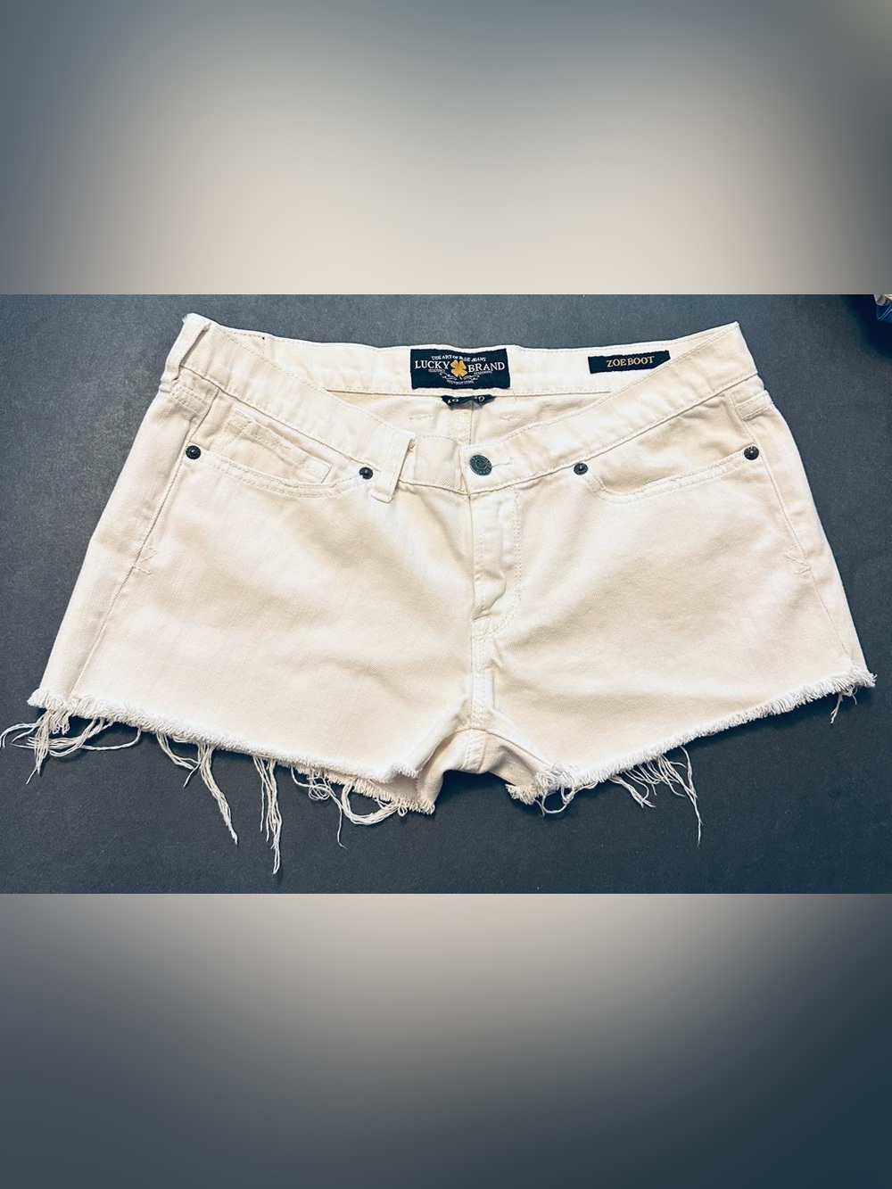 Lucky Brand White Frayed Hem Denim Shorts